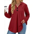 thumbnail image 1 of WellSize Hoodies for Women Plus Size Long Sleeve Lightweight Sweatshirts Button Tunic Fall Tops V Neck Pullover, 1 of 8