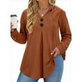 thumbnail image 1 of WellSize Hoodies for Women Plus Size Long Sleeve Lightweight Sweatshirts Button Tunic Fall Tops V Neck Pullover, 1 of 8