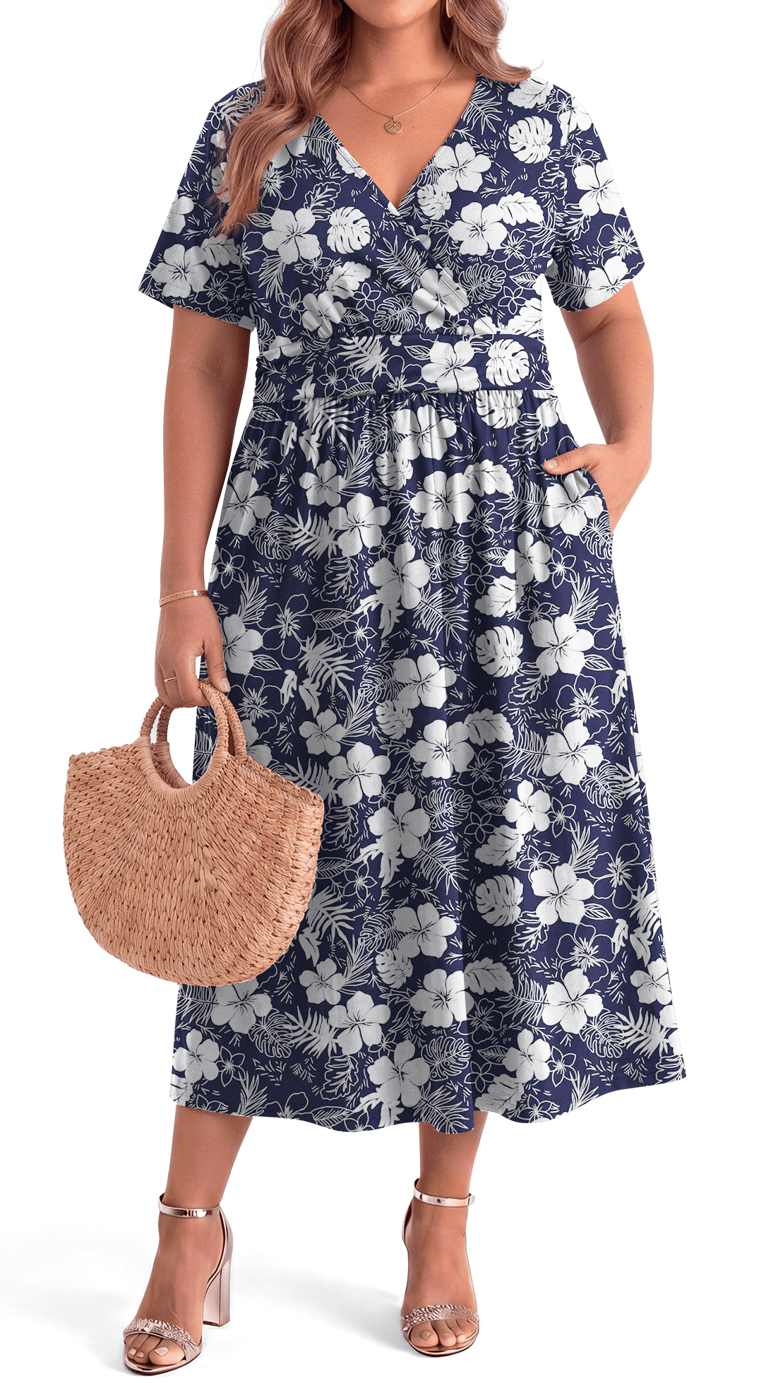 short sleeve casual plus size maxi dresses Women's Plus Size Maxi Dresses Summer Short Sleeve Casual Long Dress With Pockets, Floral Sundress, Sizes XL To 6XL