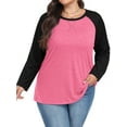 thumbnail image 1 of WellSize Plus Size T Shirts for Women Color Block Long Sleeve Fall Tops Casual Tee Crew Neck Blouses, 1 of 8