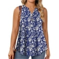 thumbnail image 1 of WellSize Plus Size Tank Tops for Women Henley V Neck Sleeveless Shirts Dressy Floral Blouses Summer Tunic Tops, 1 of 7