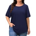 thumbnail image 1 of WellSize Plus Size Tops for Women Eyelet Crew Neck Tunic Blouses Casual Summer Ruffled Short Sleeve Shirts, 1 of 8