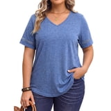 WellSize Plus Size Tops for Women Casual V Neck Blouses Dressy Lace ...