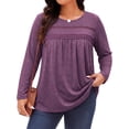 thumbnail image 1 of WellSize Plus Size Women Blouses Lace Long Sleeve Boho Tops Crew Neck Fall Shirts Trendy Tunic Blouses, 1 of 9