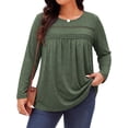 thumbnail image 1 of WellSize Plus Size Women Blouses Lace Long Sleeve Boho Tops Crew Neck Fall Shirts Trendy Tunic Blouses, 1 of 9