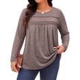 thumbnail image 1 of WellSize Plus Size Women Blouses Lace Long Sleeve Boho Tops Crew Neck Fall Shirts Trendy Tunic Blouses, 1 of 9