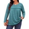 thumbnail image 1 of WellSize Plus Size Women Blouses Lace Long Sleeve Boho Tops Crew Neck Fall Shirts Trendy Tunic Blouses, 1 of 9