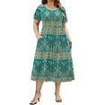 thumbnail image 1 of WellSize Plus Size Women Summer Dresses Casual Crew Neck Short Sleeve Sundresses Floral Midi Dress with Pockets, 1 of 8