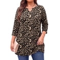 thumbnail image 1 of WellSize Plus Size Womens Tunic Tops 3/4 Sleeve Casual Fall Blouses V Neck Floral Shirts Tunics to Wear with Leggings, 1 of 7