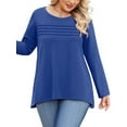 thumbnail image 1 of WellSize Plus Size Women Tunic Tops Casual Crew Neck Long Sleeve Blouses Dressy Pleated Fall Shirts, 1 of 9
