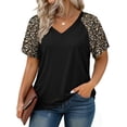 thumbnail image 1 of WellSize Plus Size T Shirts for Women Color Block Short Sleeve Tunic Tops Casual V Neck Summer Blouses, 1 of 7