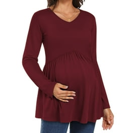 24seven Comfort Apparel Long Bell Sleeve Flared Maternity Tunic