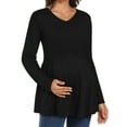 thumbnail image 1 of WellSize Women Maternity blouses Casual Fall Tunic Tops V Neck Long Sleeve Shirts Winter Pregnancy Clothes, 1 of 7