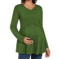 thumbnail image 1 of WellSize Women Maternity blouses Casual Fall Tunic Tops V Neck Long Sleeve Shirts Winter Pregnancy Clothes, 1 of 7