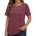thumbnail image 1 of WellSize Women Plus Size Blouses Dressy Lace Crew Neck Tops Casual Short Sleeve Summer Shirts, 1 of 7