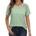 thumbnail image 1 of WellSize Women Plus Size Blouses Dressy Lace Crew Neck Tops Casual Short Sleeve Summer Shirts, 1 of 7