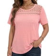 thumbnail image 1 of WellSize Women Plus Size Blouses Dressy Lace Crew Neck Tops Casual Short Sleeve Summer Shirts, 1 of 7