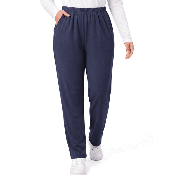 WellSize Plus Size Pants for Women Stretch Knit Tapered Pull On Pants Elastic Waist Casual Lounge Pants with Pockets