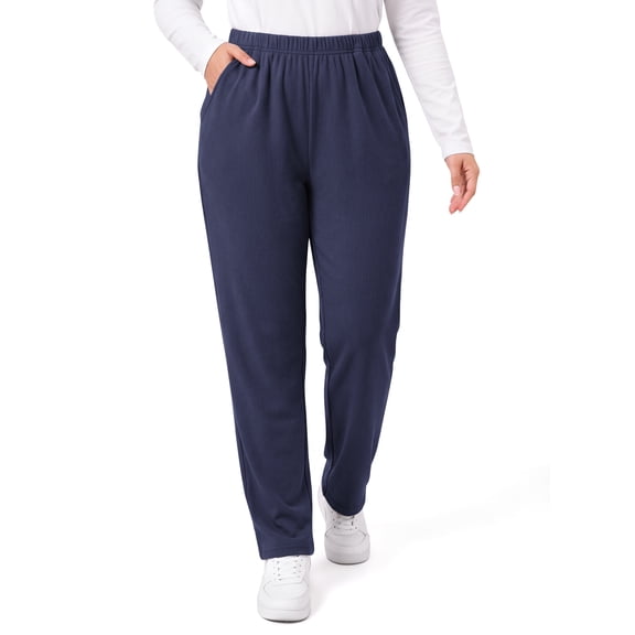 WellSize Plus Size Pants for Women Stretch Knit Tapered Pull On Pants Elastic Waist Casual Lounge Pants with Pockets