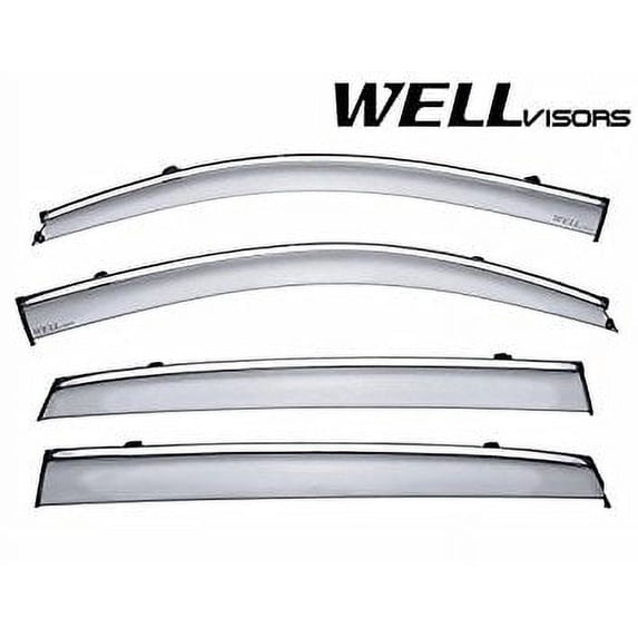 WellVisors Side Window Wind Deflector Visors - Acura MDX 14-up 2014 2015 2016 with Chrome Trim