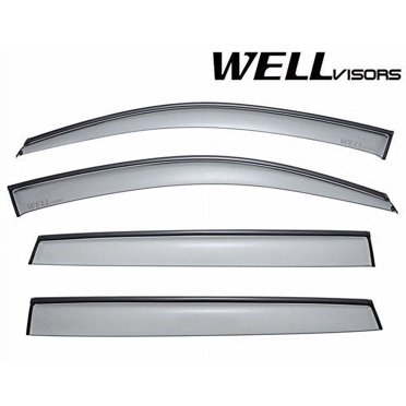 Wellvisors 6-Piece Rain Guard Deflector Set For Acura RDX 2019-2024 - Smoke With Chrome Trim