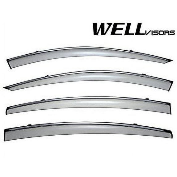 WellVisors Side Window Wind Deflector Visors - Mazda 6 Sedan 2014 2015 2016 with Chrome Trim