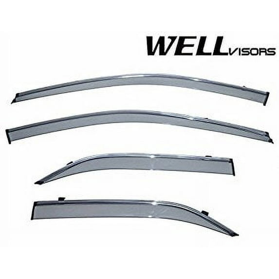WellVisors Side Window Wind Deflector Visors - Toyota Camry 2012 2013 2014 with Chrome Trim