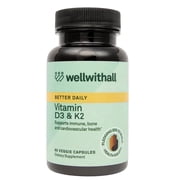 WellWithAll Vitamin D3 5000 IU 125 mcg with Vitamin K2 100mcg | Plant Based | 60 Capsules