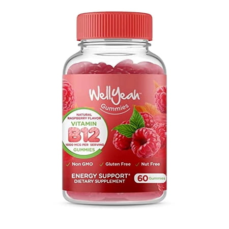 WellYeah Vitamin B12 1000mcg Gummies - for Energy, Mood, Metabolism and Immune System Support - Vegan Friendly and Gluten-Free, GMO Free and Doctor Recommended - 60 Gummies