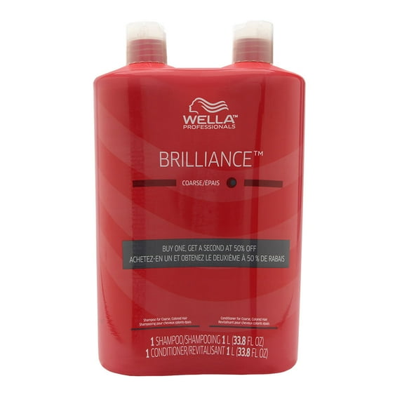 Wella Brilliance Shampoo and Conditioner Liter Duo for Coarse Colored Hair 2 x 33.8 oz (1 Liter)