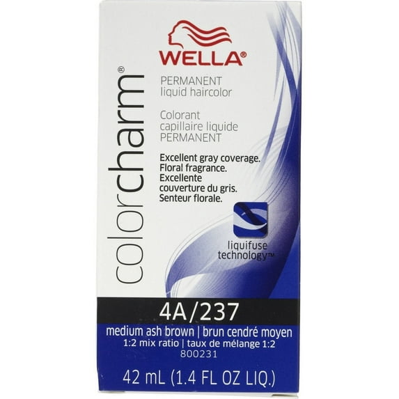 Wella COLOR CHARM, HAIR COLOR Liquid Haircolor, 4a/237 Medium Ash Brown, 1.4 oz