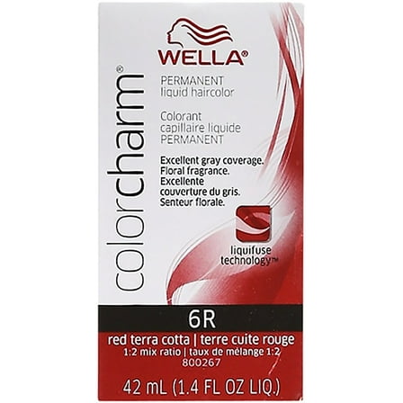 Wella COLOR CHARM, HAIR COLOR Liquid Haircolor 6r Red Terra Cotta, 1.4 oz