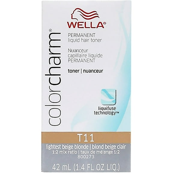 Wella COLOR CHARM, HAIR COLOR Permanent Liquid Hair Toner, Lightest Beige Blonde [T11] 1.40 oz
