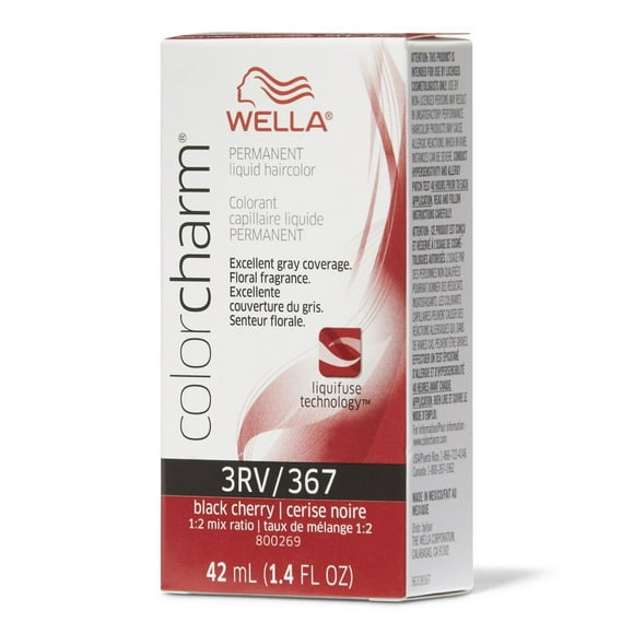 Wella COLOR CHARM, HAIR COLOR Permanent Liquid Haircolor, 3RV/367 Black Berry, 1.4 Oz.