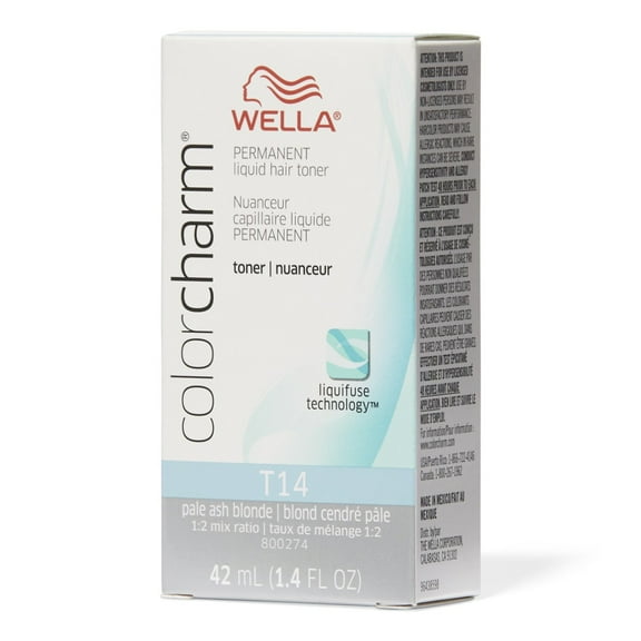 Wella Charm, Hair Color Permanent Liquid Hair Toner, T14 Pale Ash Blonde, 1.4 fl oz