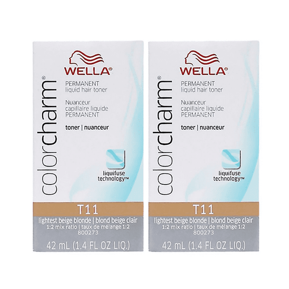 Wella Color Charm Liquid Toner # T11 Lightest Beige Blonde 1.4 Ounce 2 Pack
