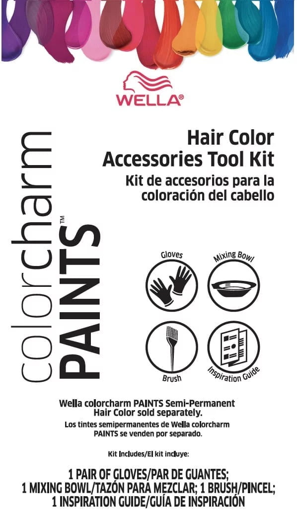 Wella Color Charm Paints Hair Color Accessories, Hair Dye Tool Kit with Gloves, Mixing Bowl, Brush, Inspiration Guide, 4 pieces, 1 Kit