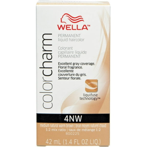 Wella Color Charm Permanent Liquid Hair Color, Medium Natural Warm Brown [4NW] 1.40 oz