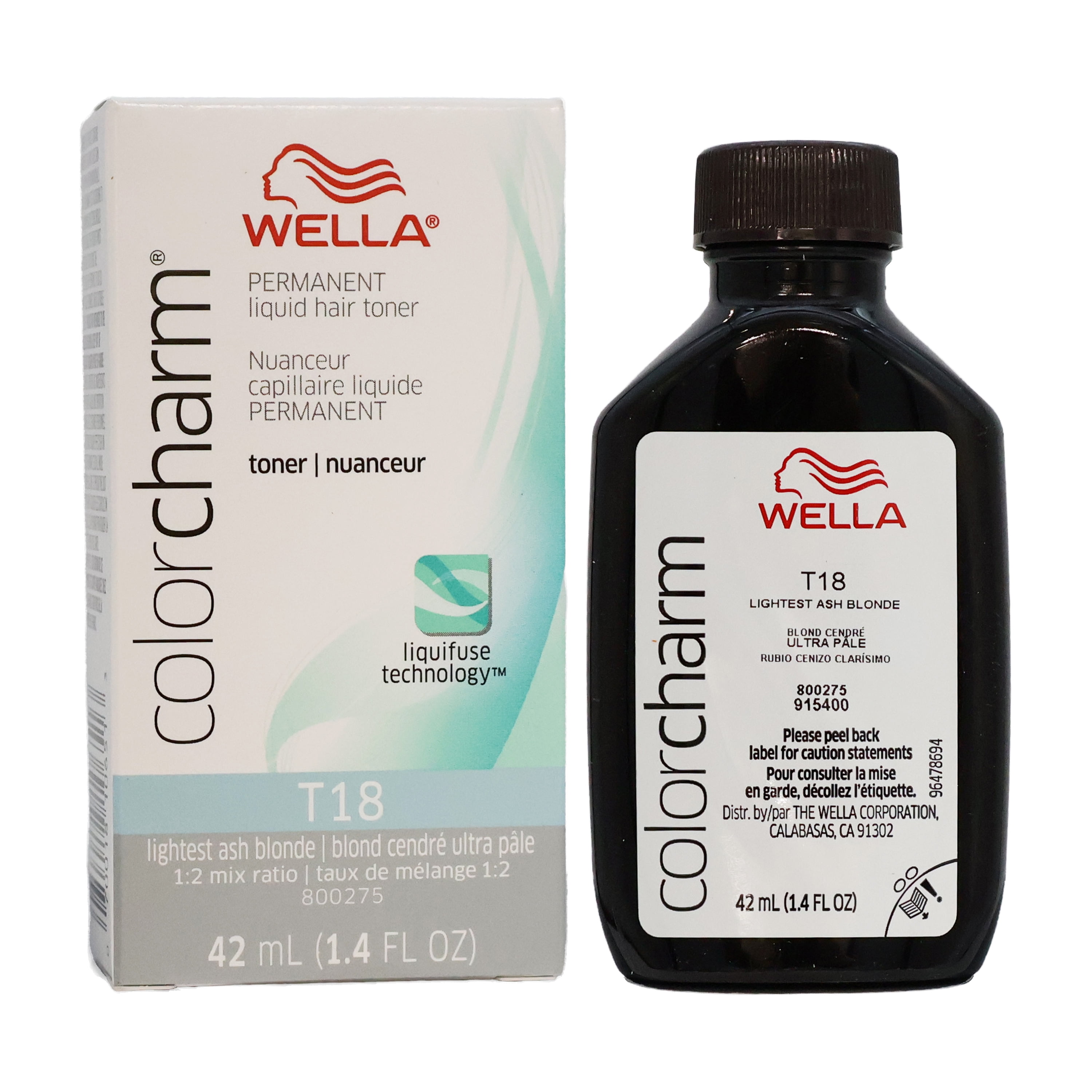 Wella Color Charm Permanent Liquid Hair Toner T18 Lightest Ash Blonde, 1.4 Oz., Pack of 12