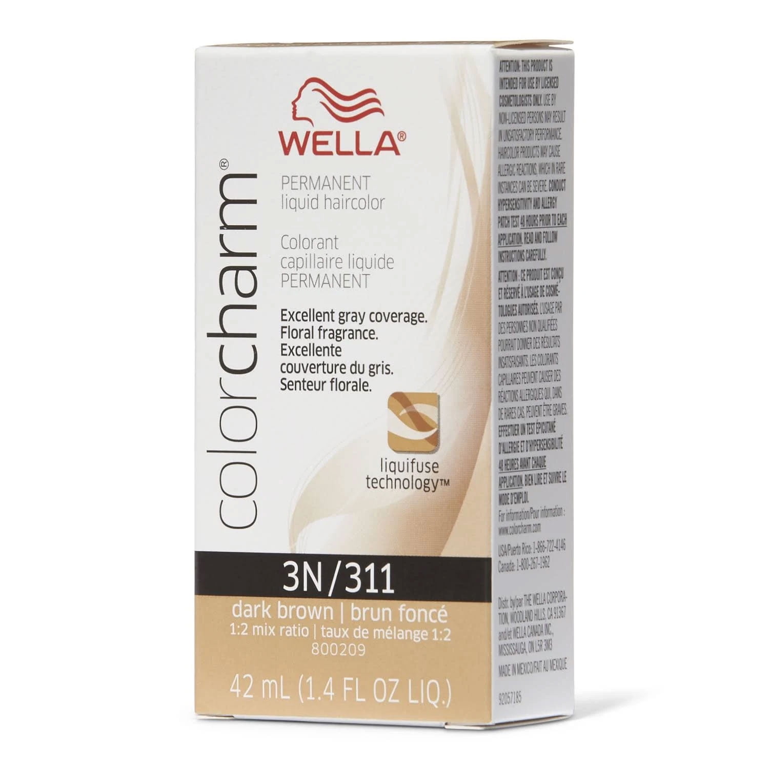 Wella COLOR CHARM, HAIR COLOR Permanent Liquid Haircolor, 3N/311 Dark  Brown, 1.4 Oz. 