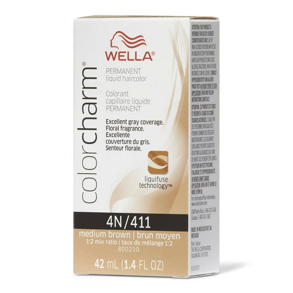 Wella Color Charm Permanent Liquid Haircolor 4N/411 Medium Brown, 1.4 Oz., Pack of 2