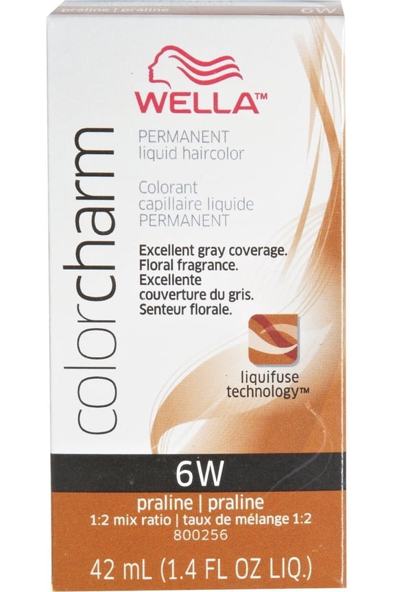 COLOR CHARM, HAIR COLOR Permanent Liquid Haircolor, 6W Praline, 1.4 Oz.