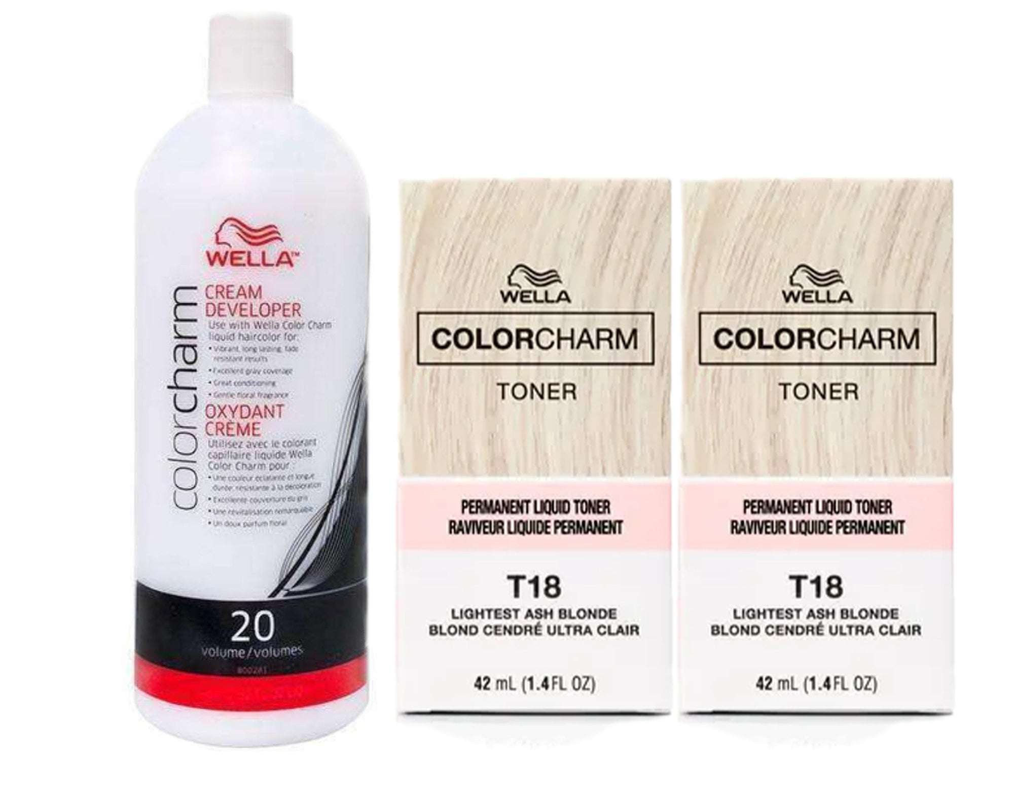 Wella Color Charm T18 Lightest Ash Blonde 1.4 fl each (2pcs ) with