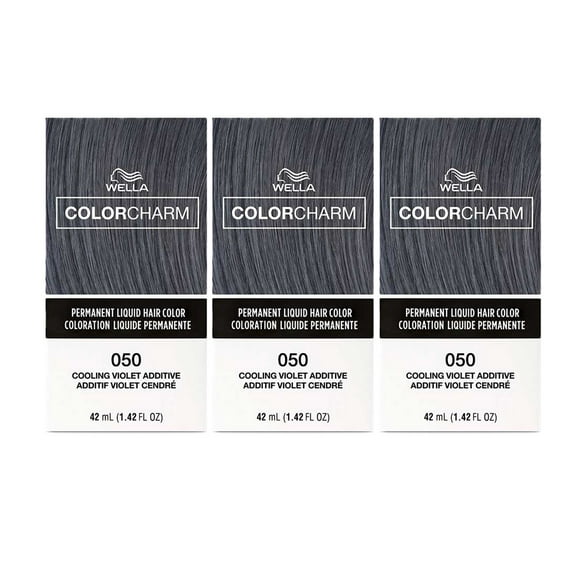 Wella ColorCharm Permanent Liquid 050 Cooling Violet Additive- 1.42oz each- 3 Packs Combo