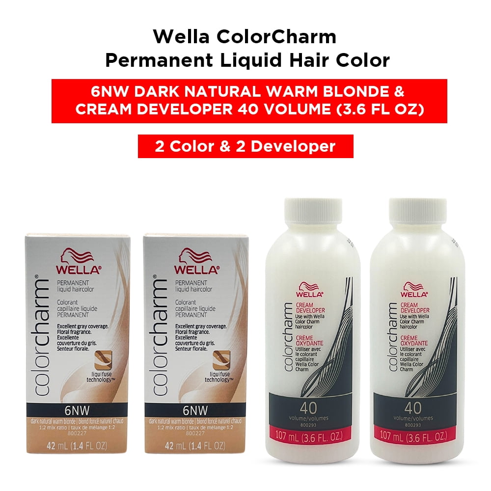 Color:natural Developer Wella ColorCharm Permanent Liquid Hair Color Toner - 1.4 oz ( 6NW Dark ...