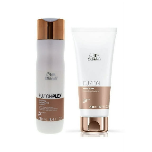Wella FUSION PLEX Intense Repair Shampoo 8.4 oz & Fusion Intense Repair Conditioner 6.7 oz DUO Kit