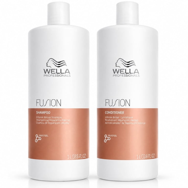 ピュールドゥローションジェルアンドモイスト Wella Fusion Plex Duo Shampoo and Conditioner for Hair, 33.8 oz
