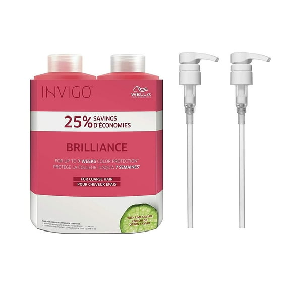 Wella Invigo Brilliance Shampoo & Conditioner for Coarse Colored Hair 33.8 oz Pumps