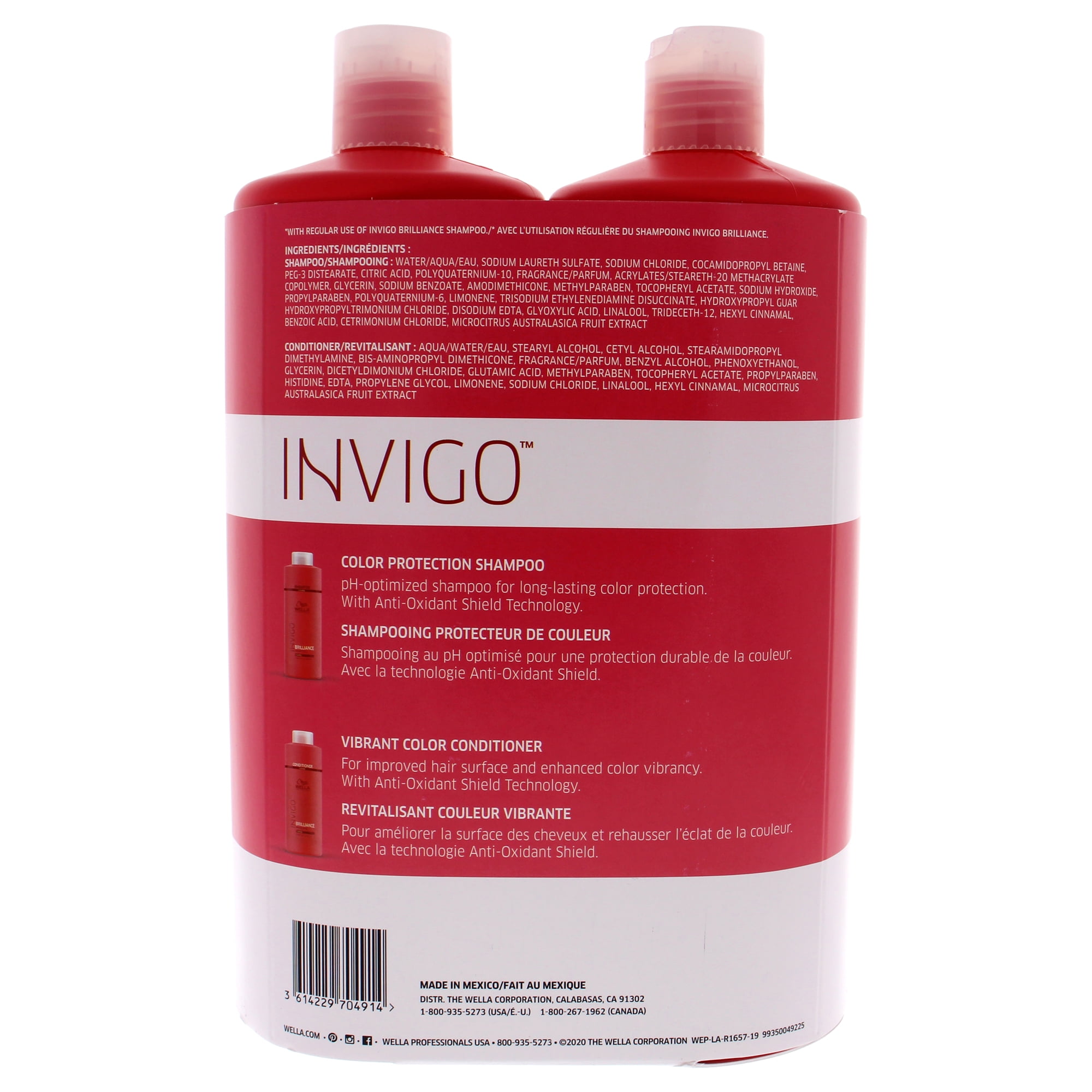 Wella Invigo Brilliance Shampoo & Conditioner for Coarse Colored Hair Liter 33.8 oz