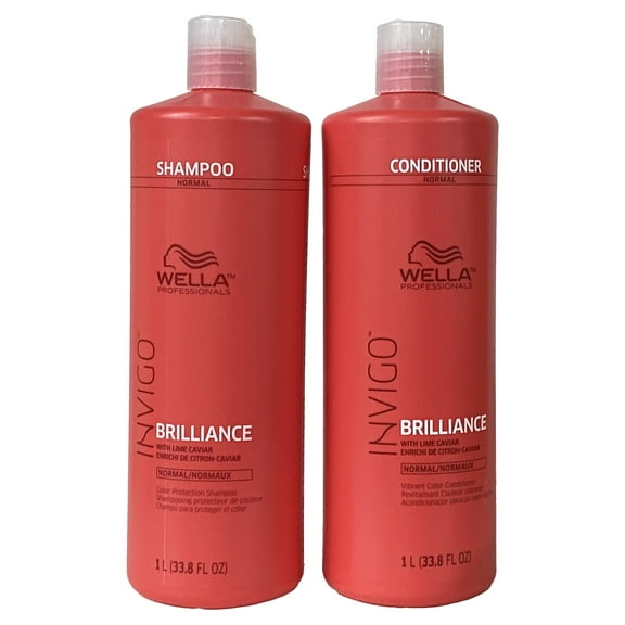 Wella Invigo brilliance color protecting shampoo & Conditioner for fine to normal hair 33.8 oz liter DUO set